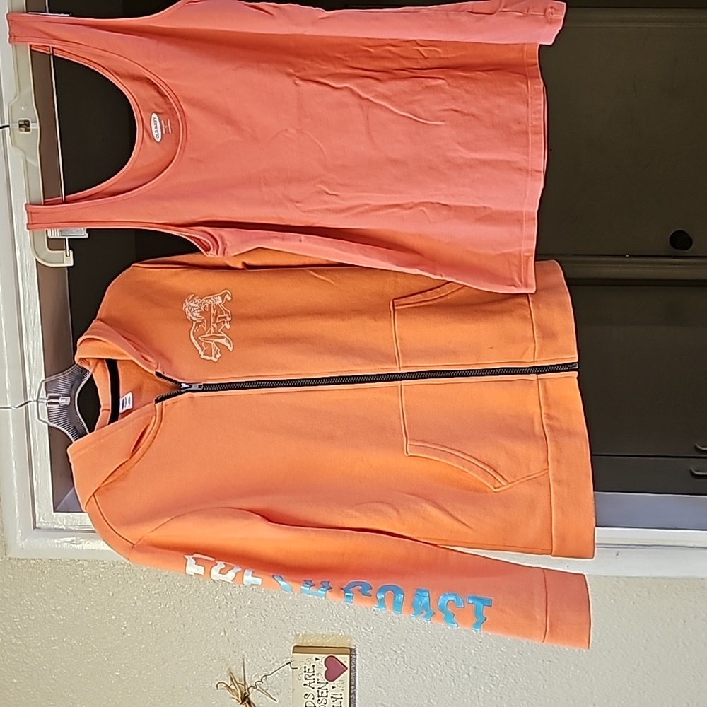 2 piece - tank top L and zipup sweatshirt XL. Tote 1.
